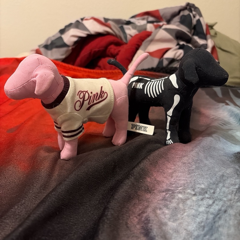 Pink and Black Dog Plush Set
